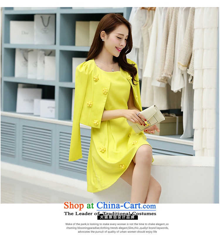 Web soft clothes with new autumn 2015 Korean version of Sau San video thin temperament long-sleeved round-neck collar two kits dresses female GUYW-PWU YELLOW L picture, prices, brand platters! The elections are supplied in the national character of distribution, so action, buy now enjoy more preferential! As soon as possible.