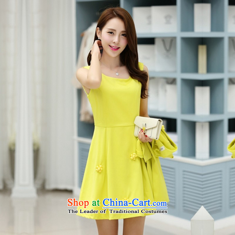 Web soft clothes with new autumn 2015 Korean version of Sau San video thin temperament long-sleeved round-neck collar two kits dresses female Guyw-pwu Yellow , L, Zhou Xuan Ya (joryaxuan) , , , shopping on the Internet