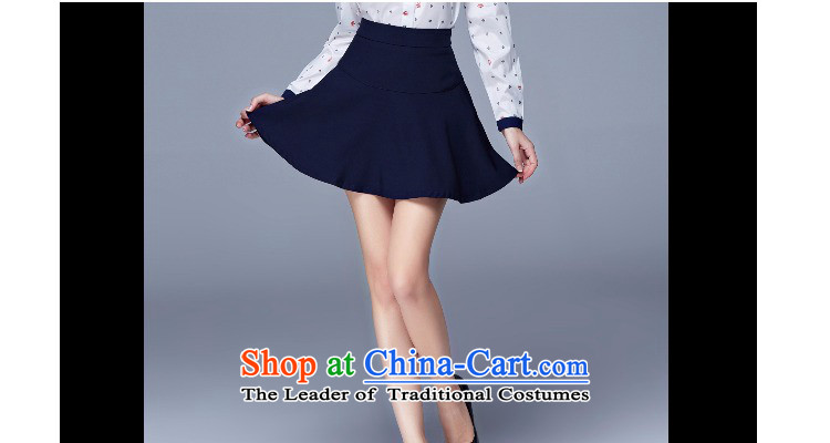 The Black Butterfly 2015 Autumn New) commuting OL long-sleeved shirt loose stamp wild video thin A skirt umbrella skirt white shirt + navy blue skirt umbrella , prices, picture L brand platters! The elections are supplied in the national character of distribution, so action, buy now enjoy more preferential! As soon as possible.