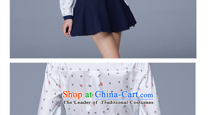 The Black Butterfly 2015 Autumn New) commuting OL long-sleeved shirt loose stamp wild video thin A skirt umbrella skirt white shirt + navy blue skirt umbrella , prices, picture L brand platters! The elections are supplied in the national character of distribution, so action, buy now enjoy more preferential! As soon as possible.