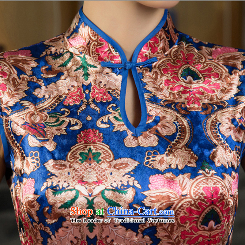The Mui 2015 歆 ink in the autumn of qipao replacing velvet older cheongsam dress new improved cheongsam dress retro M85026 Sau San Picture Color Ink (MOXIN 歆, L) , , , shopping on the Internet