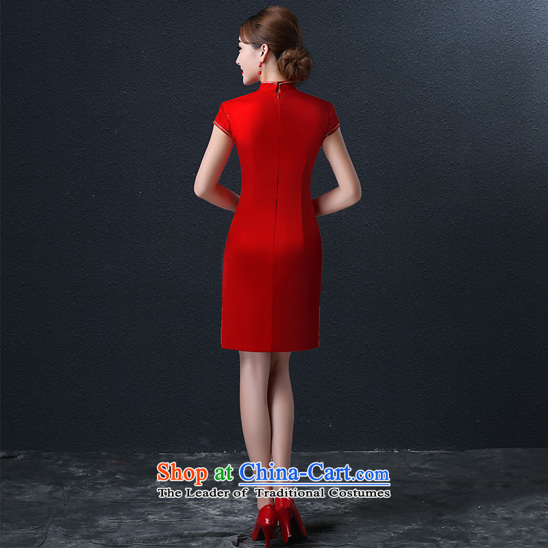 Hillo Lisa (XILUOSHA) Marriage cheongsam dress 2015 new fall short of qipao bridal dresses bows services video thin red Chinese Dress Red XXL, HILLO Lisa (XILUOSHA) , , , shopping on the Internet