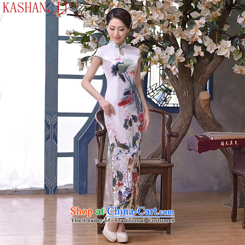 Mano-hwan's 2015 New Silk sexy retro long qipao Sau San daily improved cheongsam dress suit , L, Card Shan picture (KASHAN.JJ CHRISTMASTIME) , , , shopping on the Internet