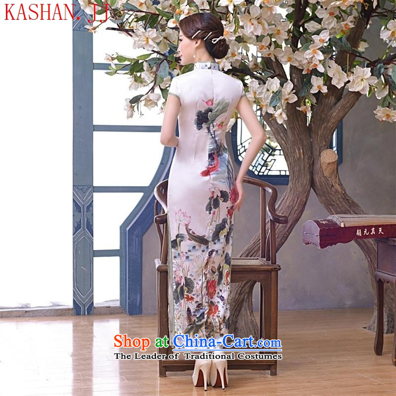 Mano-hwan's 2015 New Silk sexy retro long qipao Sau San daily improved cheongsam dress suit , L, Card Shan picture (KASHAN.JJ CHRISTMASTIME) , , , shopping on the Internet