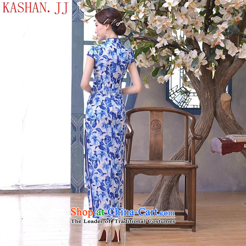 Mano-hwan's 2015 new long Silk Cheongsam porcelain cheongsam dress qipao long skirt picture color XXL, Card (KASHAN.JJ bandying Susan Sarandon) , , , shopping on the Internet