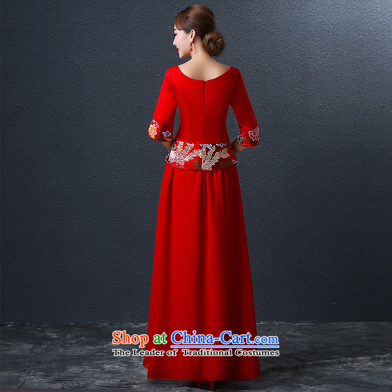 Hillo XILUOSHA Lisa (bride dress red marriage) bows in qipao cuff-soo kimono gown long Chinese New Year 2015 Autumn RED M HILLO Lisa (XILUOSHA) , , , shopping on the Internet