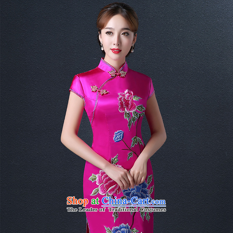 Hillo XILUOSHA Lisa (qipao embroidery brides who married a drink service wedding dresses Chinese qipao autumn ritual、Qipao Length of 2015 New better red XL, Hillo Lisa (XILUOSHA) , , , shopping on the Internet