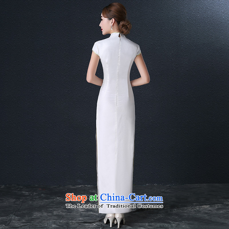 Hillo XILUOSHA Lisa (new) porcelain cheongsam dress long marriage Sau San qipao bride services 2015 Autumn bows wedding dress white L, Hillo Lisa (XILUOSHA) , , , shopping on the Internet