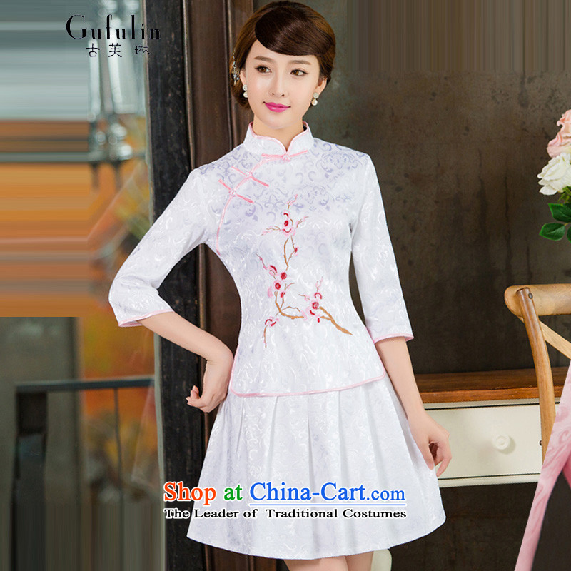 Ancient Evelyn, 2015 Spring/Summer female new daily long-sleeved Stylish retro qipao kit two dresses pink 1125B L, ancient Evelyn, (gufulin) , , , shopping on the Internet