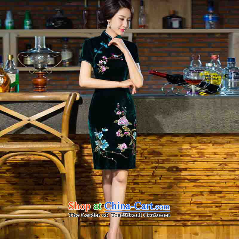In accordance with the Premier of the new 2015 mother Kim scouring pads retro wedding dresses evening dress cheongsam dress improved color navy , in accordance with the premier shopping on the Internet has been pressed.