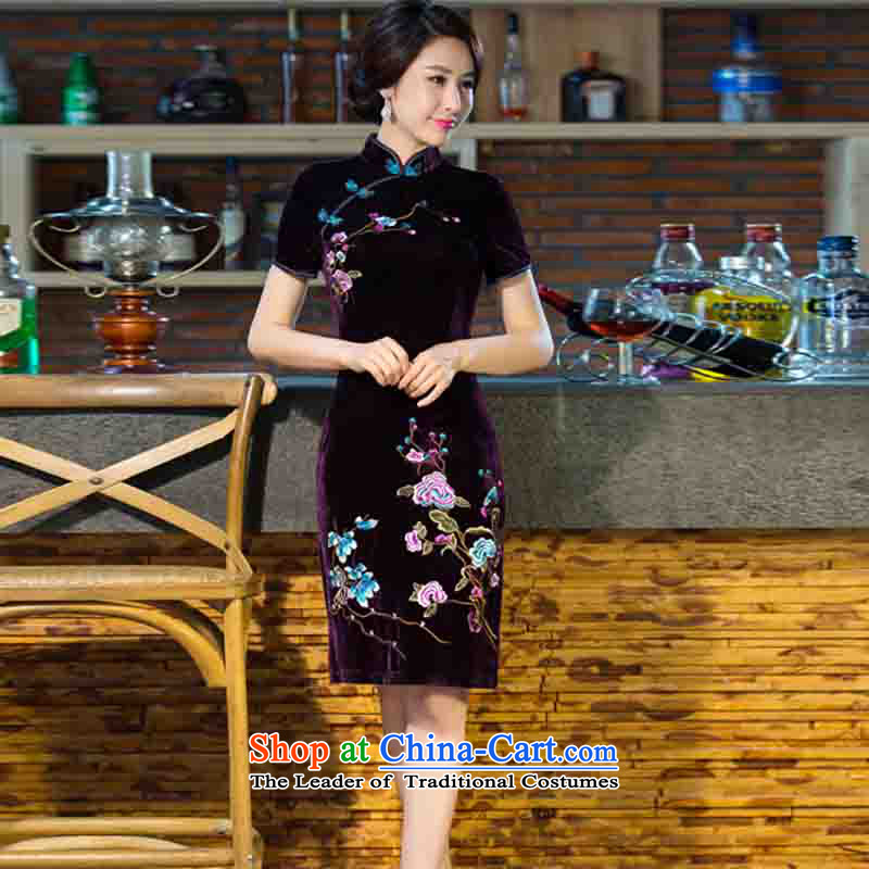 In accordance with the Premier of the new 2015 mother Kim scouring pads retro wedding dresses evening dress cheongsam dress improved color navy , in accordance with the premier shopping on the Internet has been pressed.