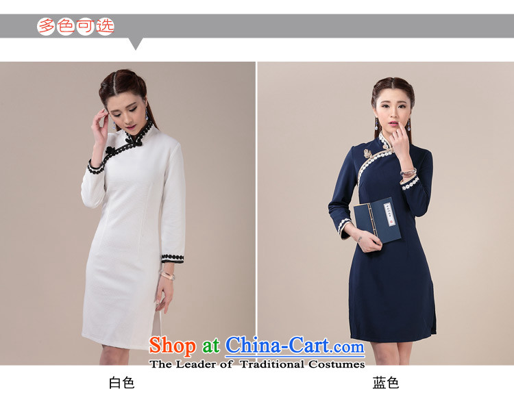 Opertti the 2015 autumn and winter Platinum New Daily knitting sweet arts cheongsam dress ethnic antique dresses blue qipao L picture, prices, brand platters! The elections are supplied in the national character of distribution, so action, buy now enjoy more preferential! As soon as possible.