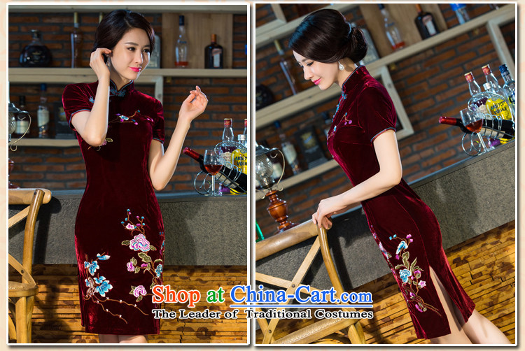 Charlene Choi 2015 Autumn fruit dresses wedding gold velour retro dresses cheongsam dress improved L7259 Black XL Photo skirts, prices, brand platters! The elections are supplied in the national character of distribution, so action, buy now enjoy more preferential! As soon as possible.