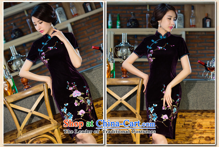 Charlene Choi 2015 Autumn fruit dresses wedding gold velour retro dresses cheongsam dress improved L7259 Black XL Photo skirts, prices, brand platters! The elections are supplied in the national character of distribution, so action, buy now enjoy more preferential! As soon as possible.