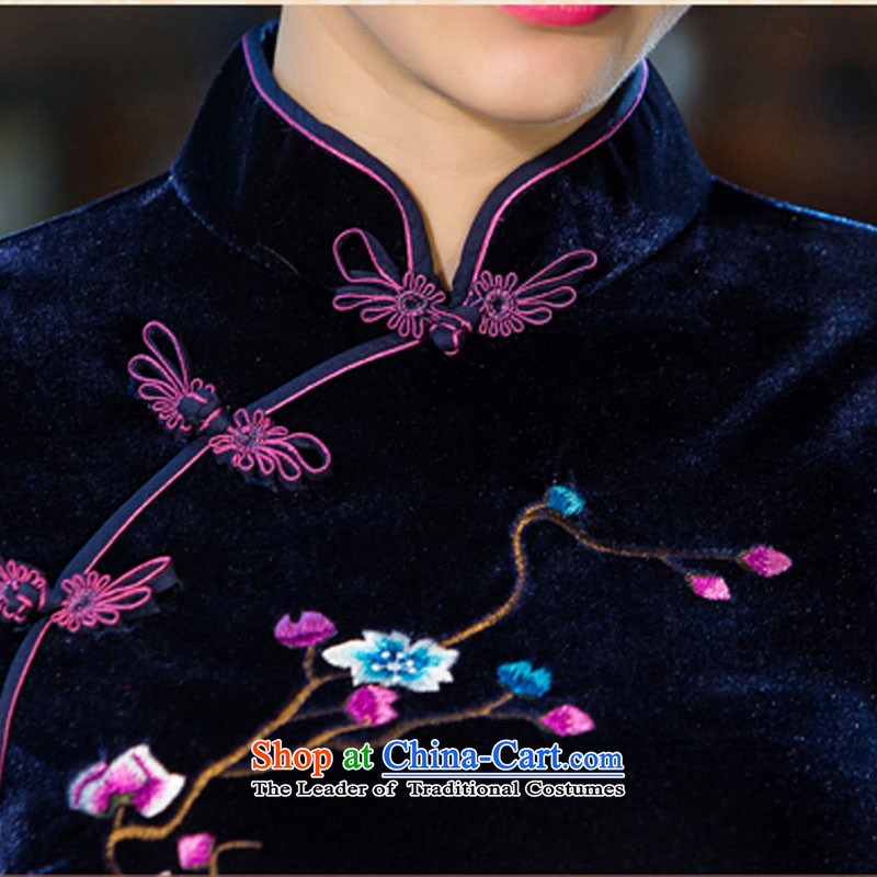 Gigi Lai Bai 2015 autumn dreams of new large long-sleeved long embroidery retro Kim Tang dynasty mother velvet cheongsam QP508# black XXL, dream Bai Gigi Lai , , , shopping on the Internet
