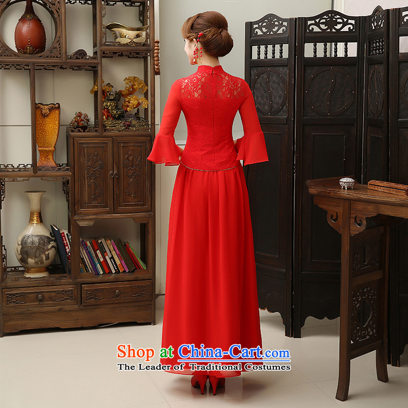 2015 new bride qipao gown married summer bows services red collar embroidery short of Chinese Dress red , L, Kyung-hae dreams wedding dress shopping on the Internet has been pressed.
