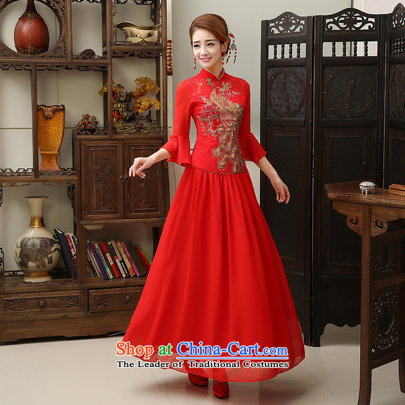 2015 new bride qipao gown married summer bows services red collar embroidery short of Chinese Dress red , L, Kyung-hae dreams wedding dress shopping on the Internet has been pressed.