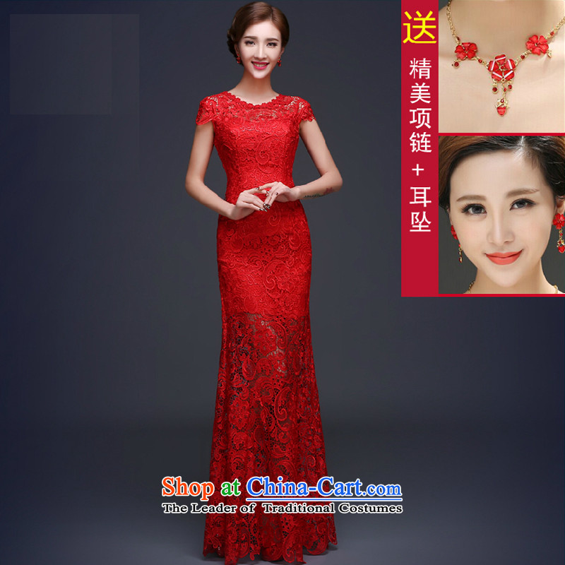 Marriages qipao bows to the spring and summer of 2015, the new Chinese Antique wedding crowsfoot red dress length of Qipao long sleeves 7 S, Kyung-hae dreams wedding dress shopping on the Internet has been pressed.