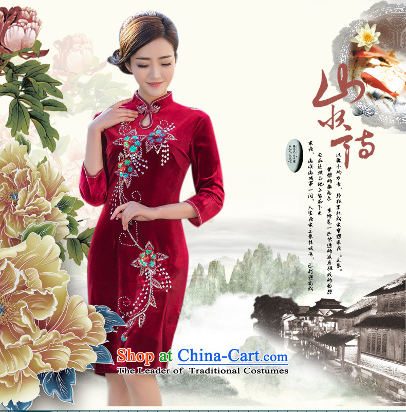 And involved new qipao daily spring and summer new cheongsam qipao banquet with velvet embroidery retro improved short of Qipao RED M picture, prices, brand platters! The elections are supplied in the national character of distribution, so action, buy now enjoy more preferential! As soon as possible.