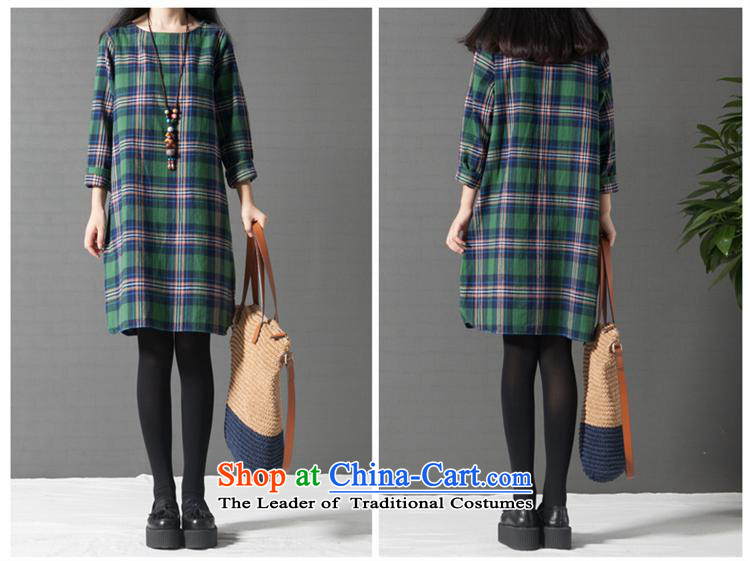 * Store and involved with the new 2015 autumn large segments of the liberal arts van long-sleeved cotton linen dresses female Green Grid XL Photo, prices, brand platters! The elections are supplied in the national character of distribution, so action, buy now enjoy more preferential! As soon as possible.
