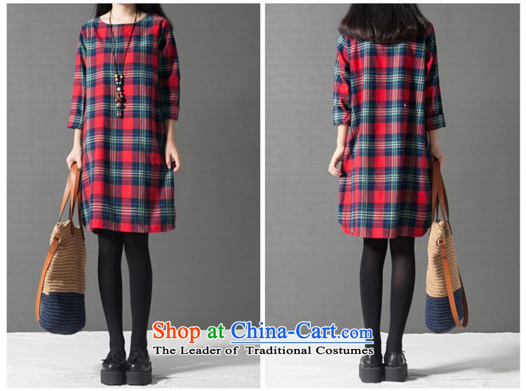 * Store and involved with the new 2015 autumn large segments of the liberal arts van long-sleeved cotton linen dresses female Green Grid XL Photo, prices, brand platters! The elections are supplied in the national character of distribution, so action, buy now enjoy more preferential! As soon as possible.