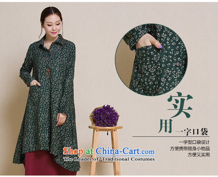 * Store and involved with the new 2015 Autumn commuting in literary and artistic long long-sleeved lapel Ms. cotton linen shirt female saika lining Army Green XL Photo, prices, brand platters! The elections are supplied in the national character of distribution, so action, buy now enjoy more preferential! As soon as possible.
