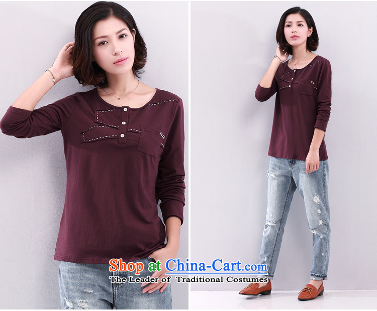 The fall in cotton long-sleeved stitching t-shirt with round collar and female forming the Netherlands T-Shirt 