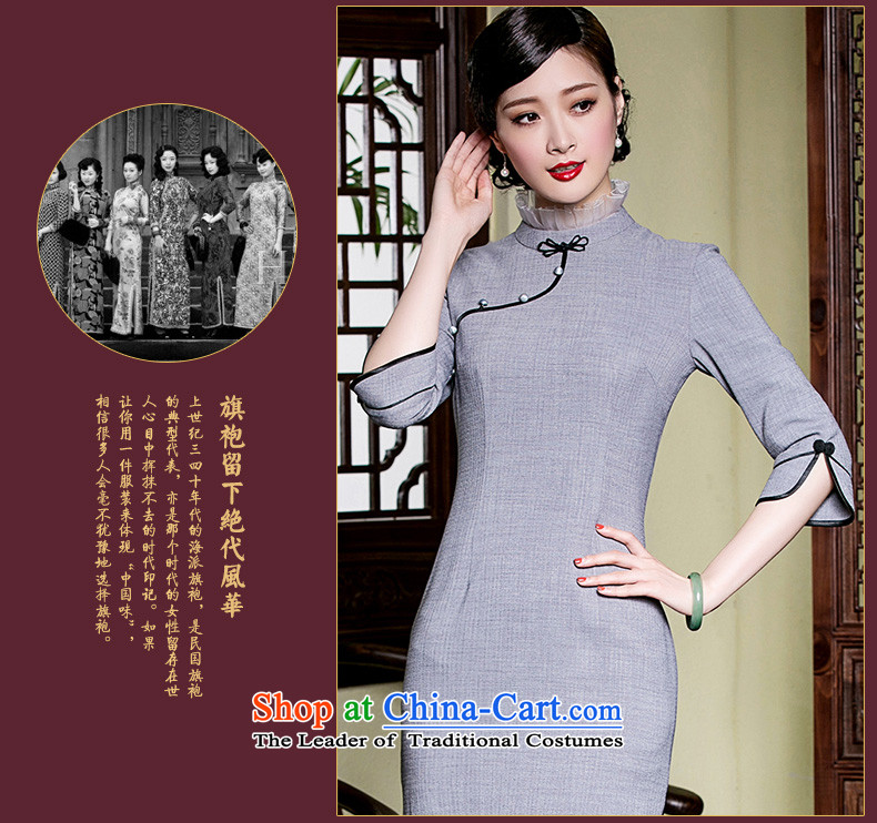 The Seal of original antique dresses elegance improved daily 7 cuff of the forklift truck, Ms. cheongsam dress light gray M picture, prices, brand platters! The elections are supplied in the national character of distribution, so action, buy now enjoy more preferential! As soon as possible.