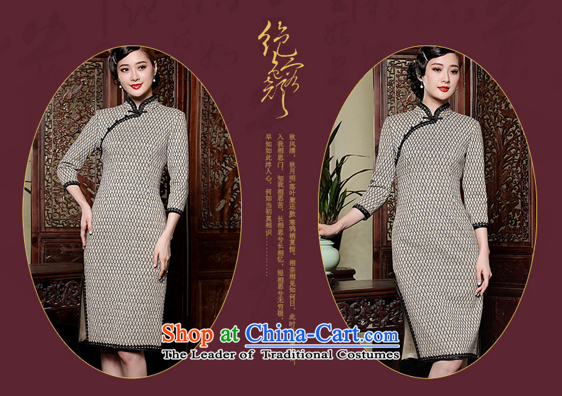 The principle of nostalgia for the improvement of the seal, knitting cheongsam dress autumn 2015 new grid long-sleeved cheongsam dress short cornhusk yellow XL Photo, prices, brand platters! The elections are supplied in the national character of distribution, so action, buy now enjoy more preferential! As soon as possible.