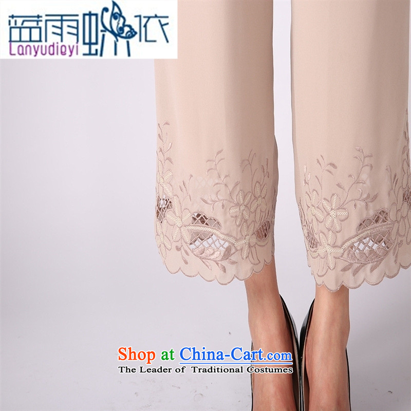 * Store and involving the elderly in the new 2015 ladies pants Summer Snow woven pants mother trousers casual pants elastic waist large black XL, blue rain grandma butterfly according to , , , shopping on the Internet