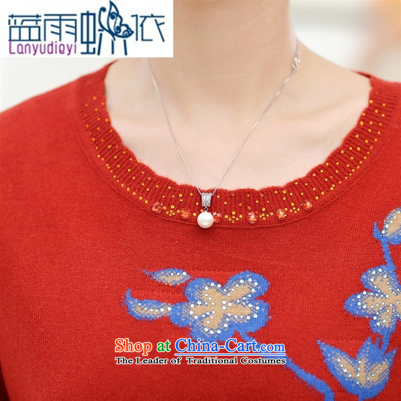 * Store autumn involved and knitted shirts mother wool sweater OL commuter in older, embroidery, forming the round-neck collar shirts and T-shirt women kit pink 115 Blue rain butterfly according to , , , shopping on the Internet