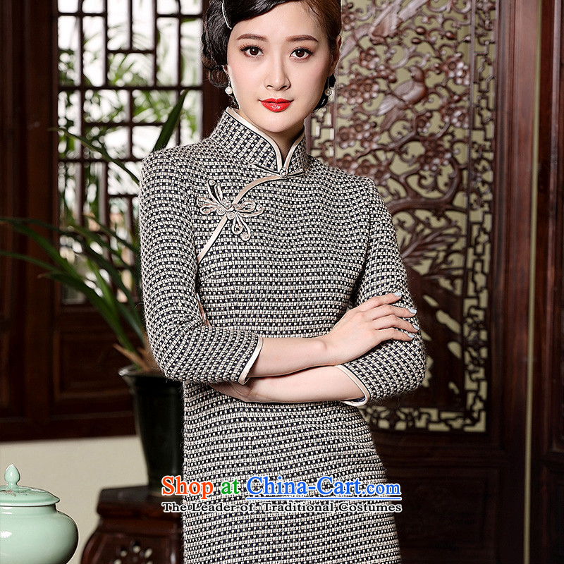 The Seal of autumn and winter wool qipao retro improvements? stripe tie score of 9, short-sleeved cheongsam dress photo color M seal decreased by , , , shopping on the Internet