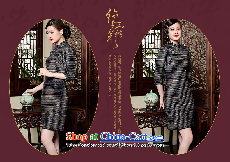 The Seal of autumn and winter new drop needle striped improved new seven short-sleeved) Ms. elegant reminiscent of the dresses picture color M brand, prices, picture platters! The elections are supplied in the national character of distribution, so action, buy now enjoy more preferential! As soon as possible.