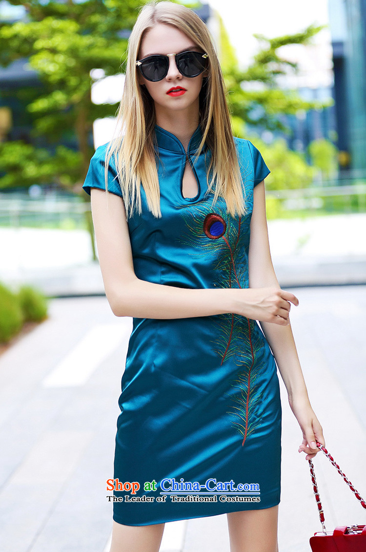 New products fall caynova2015 peacock feathers stylish and elegant qipao thin skirts video 