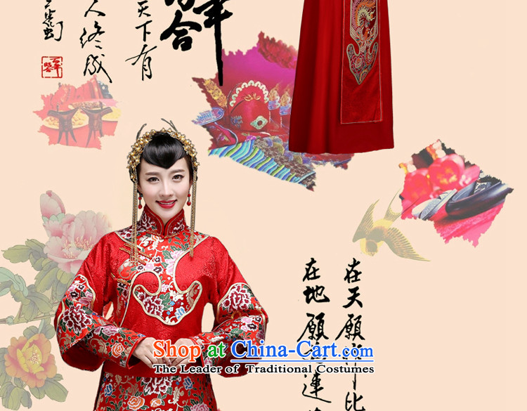 Red-soo Wo Service Chinese wedding dress bows service wedding dress girl brides qipao improved Su-Tang dynasty and long-sleeved-soo wo service M picture, prices, brand platters! The elections are supplied in the national character of distribution, so action, buy now enjoy more preferential! As soon as possible.