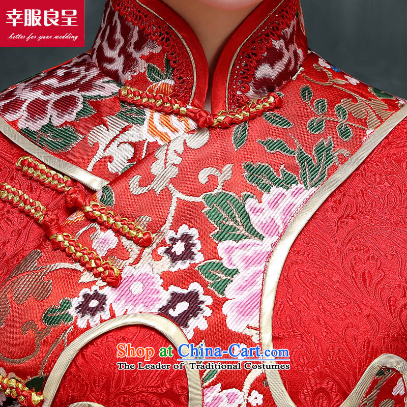 Red-soo Wo Service Chinese wedding dress bows service wedding dress girl brides qipao improved Su-Tang dynasty and long-sleeved-soo has served M services wo-leung , , , shopping on the Internet