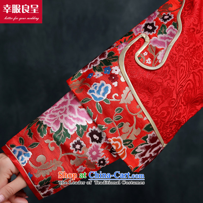 Red-soo Wo Service Chinese wedding dress bows service wedding dress girl brides qipao improved Su-Tang dynasty and long-sleeved-soo has served M services wo-leung , , , shopping on the Internet