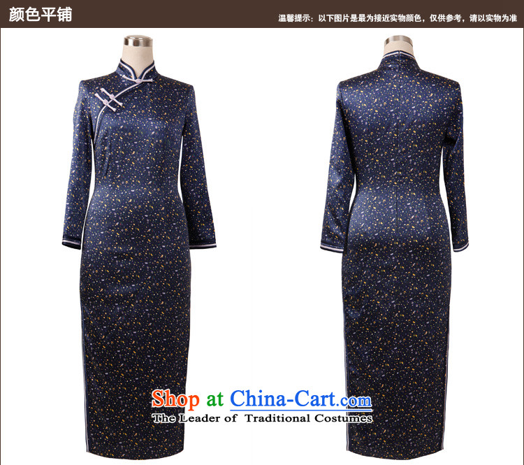 Love of birds to the new autumn 2015, flute, improved long-sleeved qipao retro silk cheongsam dress QC903 long navy blue floral XXL picture, prices, brand platters! The elections are supplied in the national character of distribution, so action, buy now enjoy more preferential! As soon as possible.