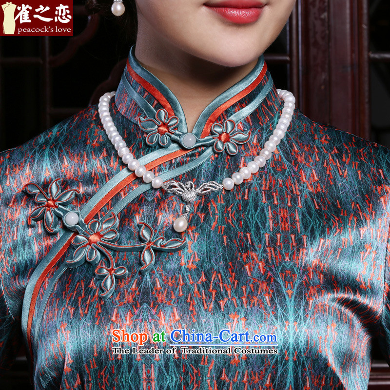 Love of birds- 2015 Autumn new boxed cheongsam dress female Silk Cheongsam QC906 long retro Suit M love birds , , , shopping on the Internet