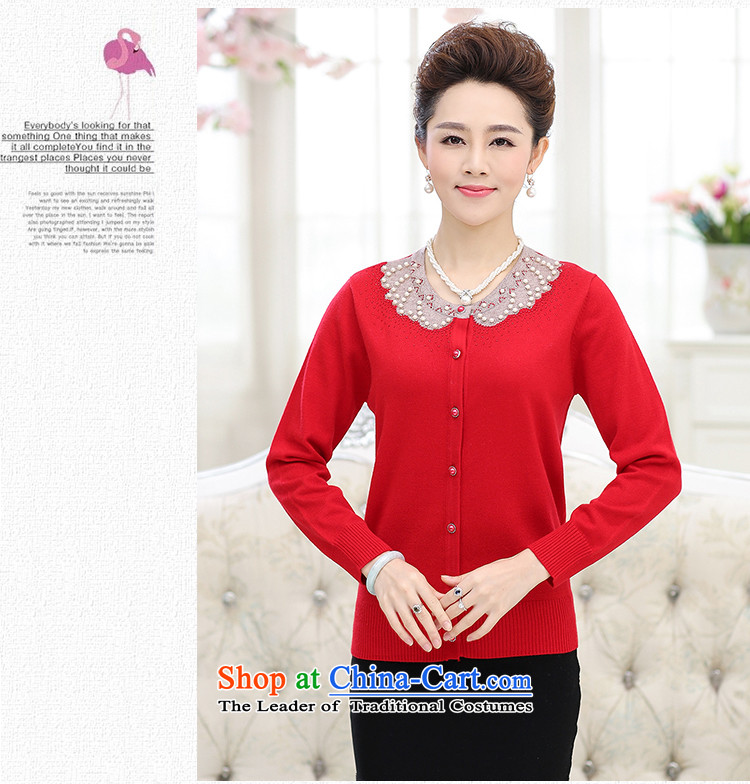 The Black Butterfly autumn female trendy new) Older long-sleeved Sau San Solid Color diamond knitting cardigan MOM pack sweater jacket red XL Photo, prices, brand platters! The elections are supplied in the national character of distribution, so action, buy now enjoy more preferential! As soon as possible.