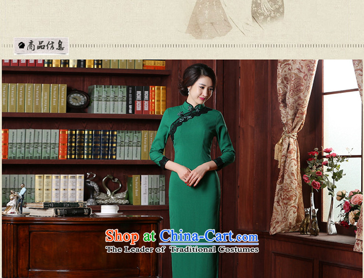 Retro-day cheongsam dress stylish Sau San improved long skirt 2015 Fall/Winter Collections in large new cuff green M picture, prices, brand platters! The elections are supplied in the national character of distribution, so action, buy now enjoy more preferential! As soon as possible.