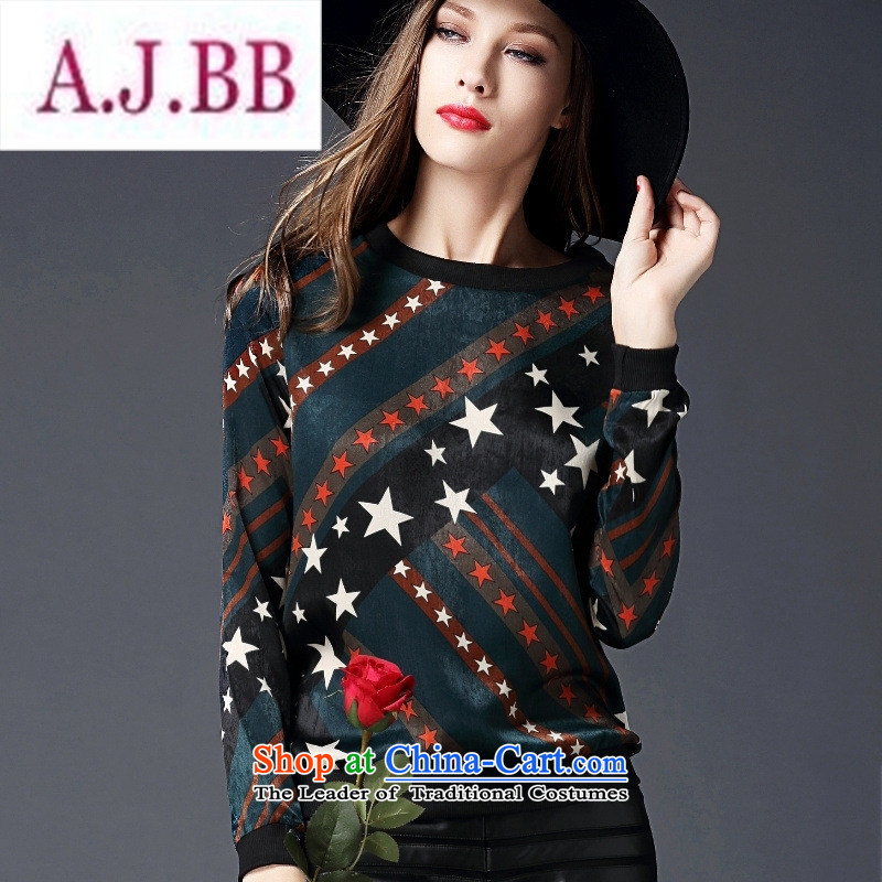 The European site with new autumn 2015 Western Pentagon stamp long-sleeved T-shirt, forming the video thin wild green T-shirt L,A.J.BB,,, shopping on the Internet