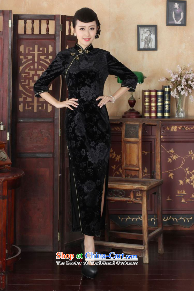 She was particularly International New Superior Stretch Wool long qipao Kim 7 cuff autumn and winter, dresses dresses wedding dress Ladies black L picture, prices, brand platters! The elections are supplied in the national character of distribution, so action, buy now enjoy more preferential! As soon as possible.
