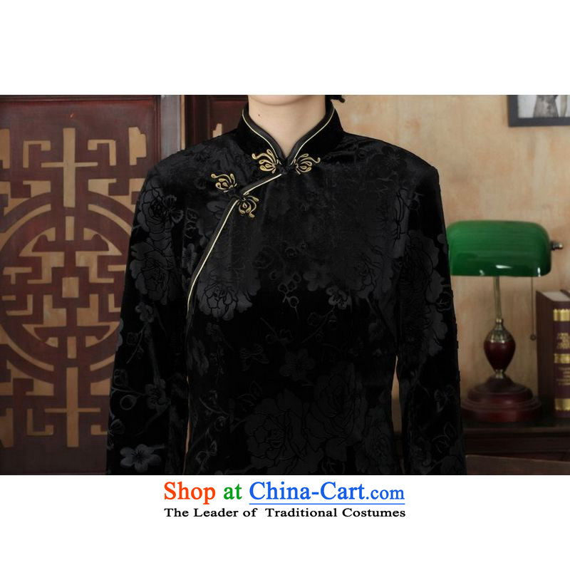 She was particularly International New Superior Stretch Wool long qipao Kim 7 cuff autumn and winter, dresses dresses wedding dress Ladies black , L, she was particularly international shopping on the Internet has been pressed.