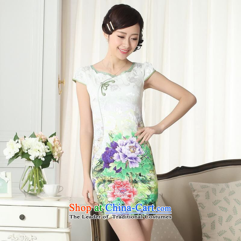 She was particularly International new summer elegance Tang dynasty qipao improved graphics thin short cheongsam picture color M, particularly the International has been pressed her shopping on the Internet