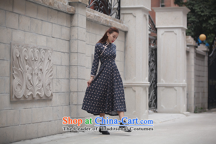 Hsbc Holdings Plc 2015 Autumn Ming new long-sleeved qipao China wind collar disc detained Sau San long dress Dark Blue M picture, prices, brand platters! The elections are supplied in the national character of distribution, so action, buy now enjoy more preferential! As soon as possible.