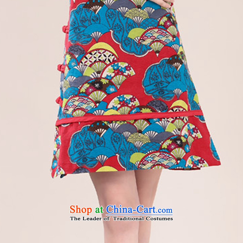 The OSCE Advisory 2015 Autumn poems on ethnic women's dresses cotton linen tray clip Chinese cheongsam dress 9615 short skirt vest red , L, OSCE poem Advisory Committee (OSS) , , , shopping on the Internet