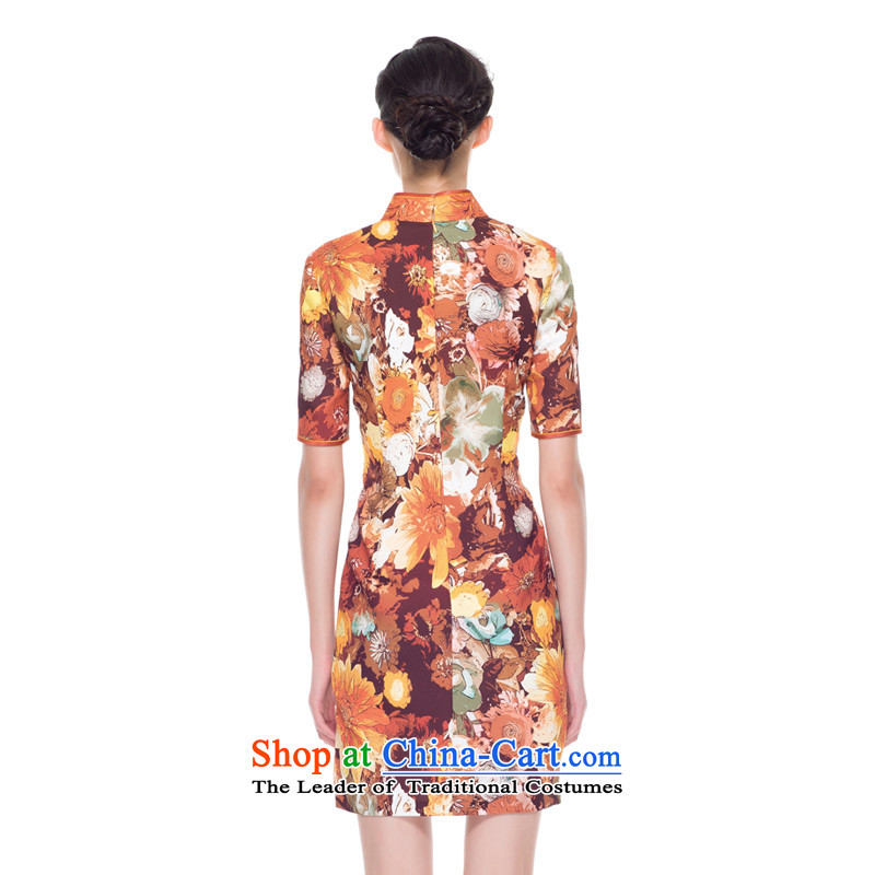 Wood, an improved cheongsam dress really new Fall 2015 installed in the stamp cuff Stylish retro daily mother qipao 0815 13 orange M : really a , , , shopping on the Internet
