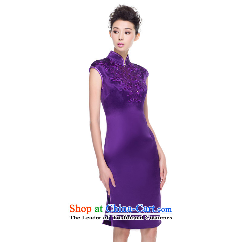 A qipao wood really fall 2015 new for women China wind retro style Silk Cheongsam improved 0838 16 M, purple skirt wood really a , , , shopping on the Internet