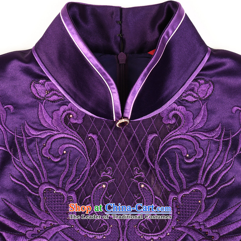 A qipao wood really fall 2015 new for women China wind retro style Silk Cheongsam improved 0838 16 M, purple skirt wood really a , , , shopping on the Internet